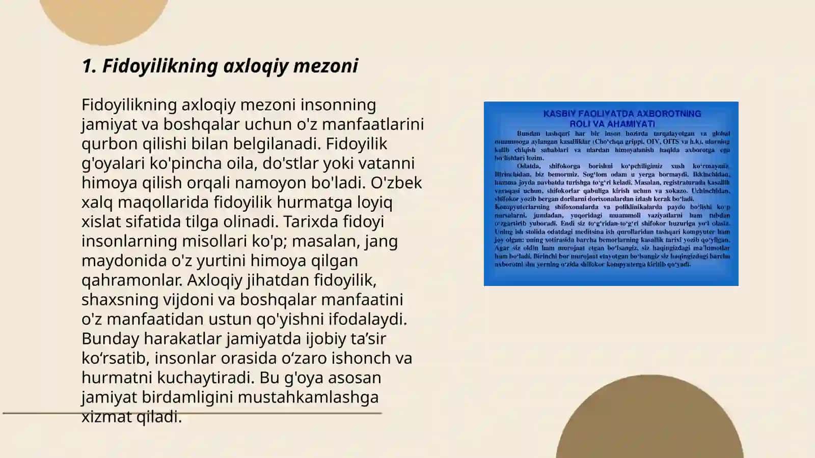 Fidoyilikning axloqiy mezoni 3