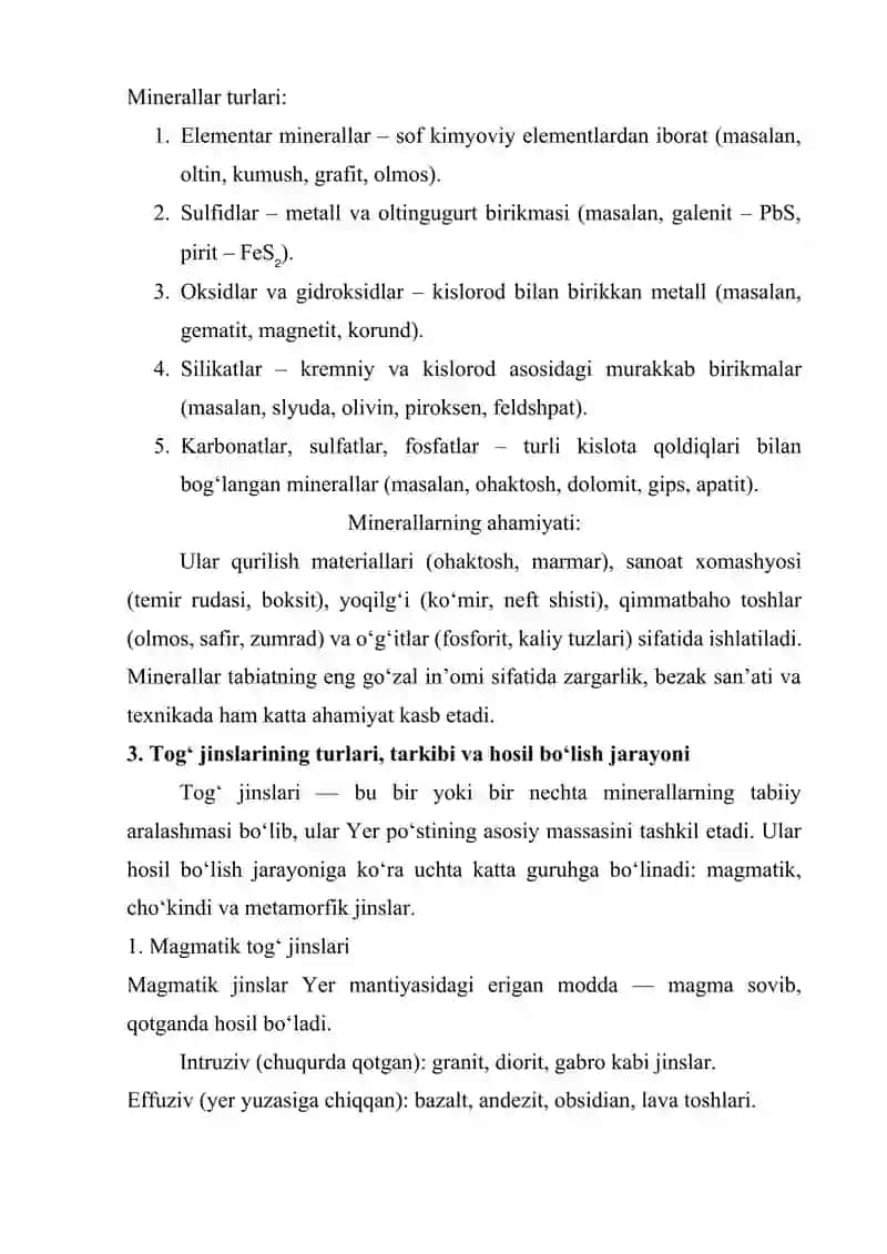 Minerallar va tog‘ jinslari 3