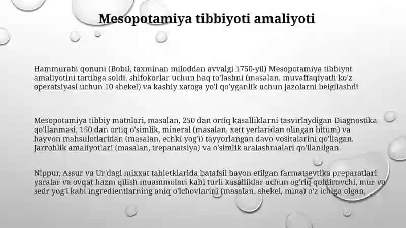 Mesopotamiya tibbiyoti amaliyoti 3