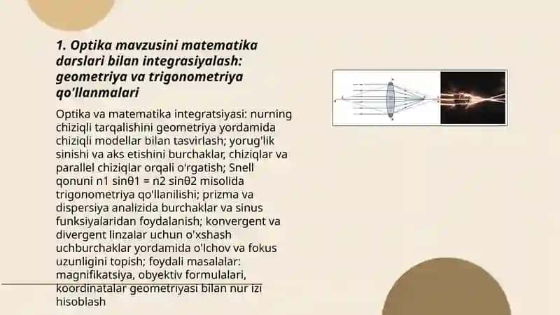 Optika mavzusini matematika darslari bilan integrasiyalash 3