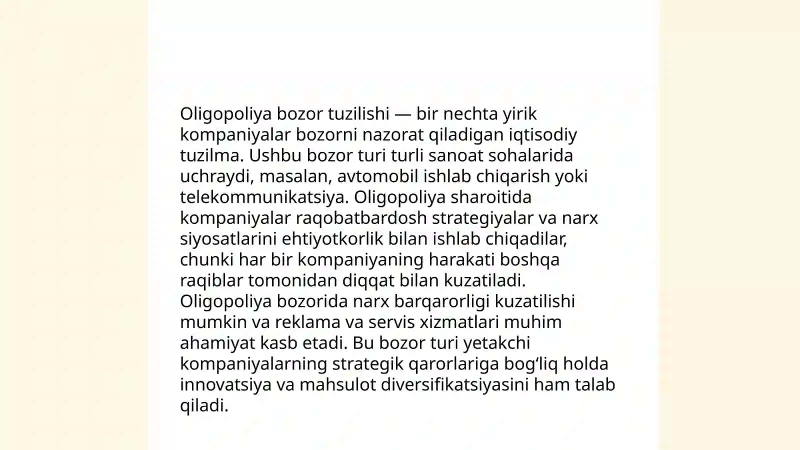 Oligopoliya va monopolistik raqobat 3