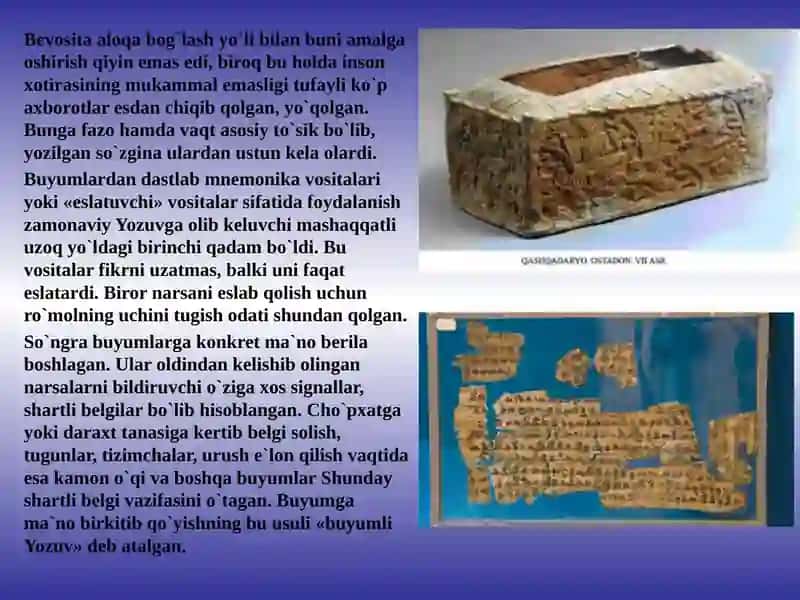Yozuv, uning paydo bo`lishi, taraqqiyoti va yozuv vositalari 3