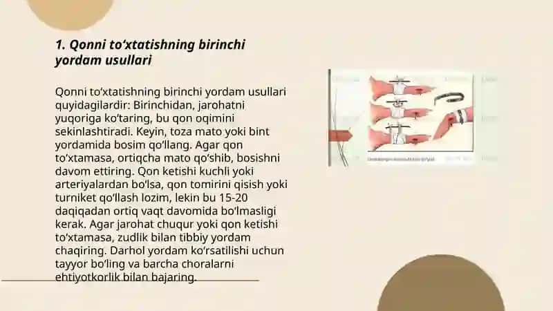 Qon ketishini vaqtincha va batamom toʻxtatish usullari 3