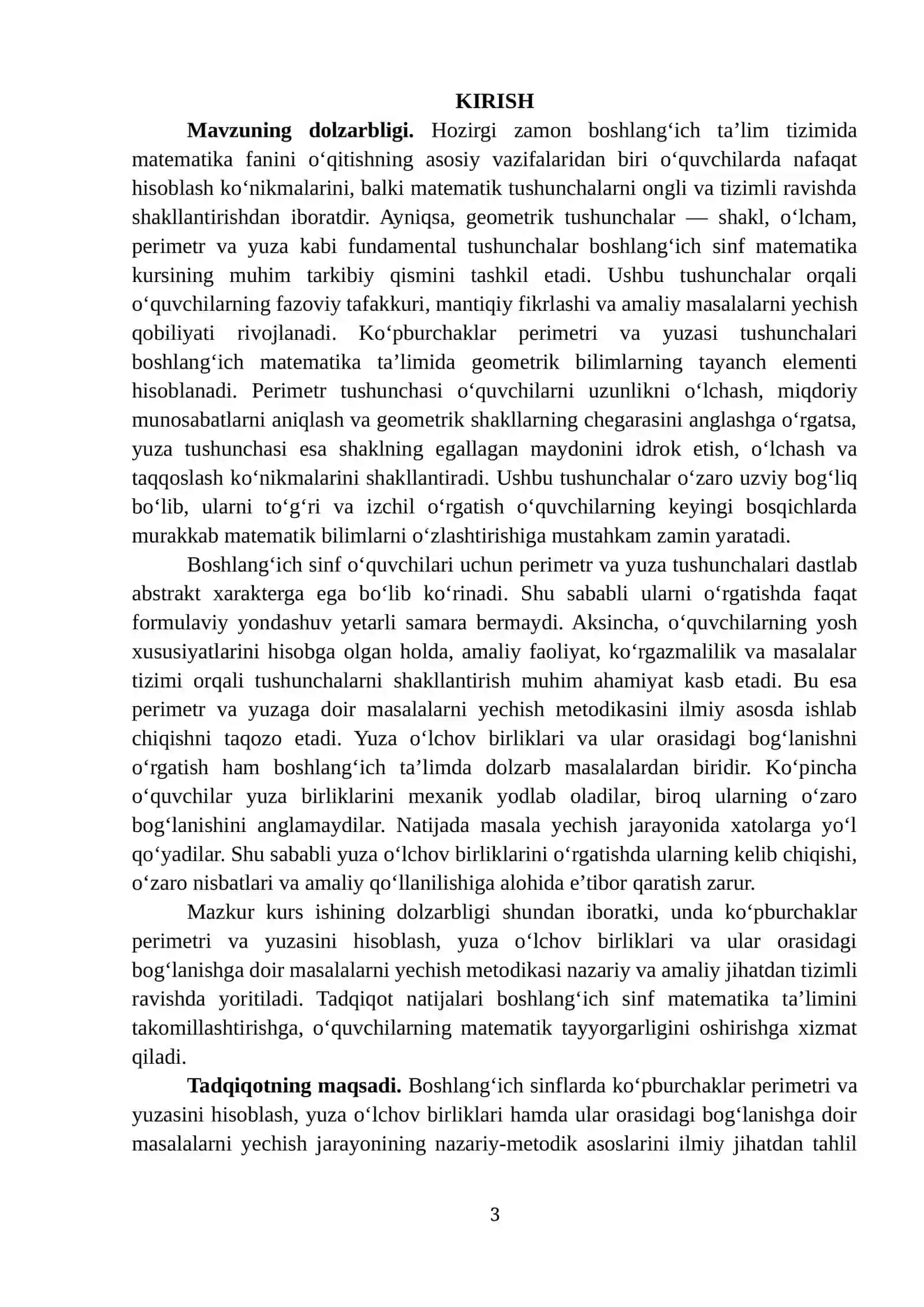 KO‘PBURCHAKLAR PERIMETRI HAMDA YUZASINI HISOBLASH, YUZA O‘LCHOV BIRLIKLARI VA ULAR ORASIDAGI BOG‘LANISHGA DOIR MASALALAR YECHISH 3