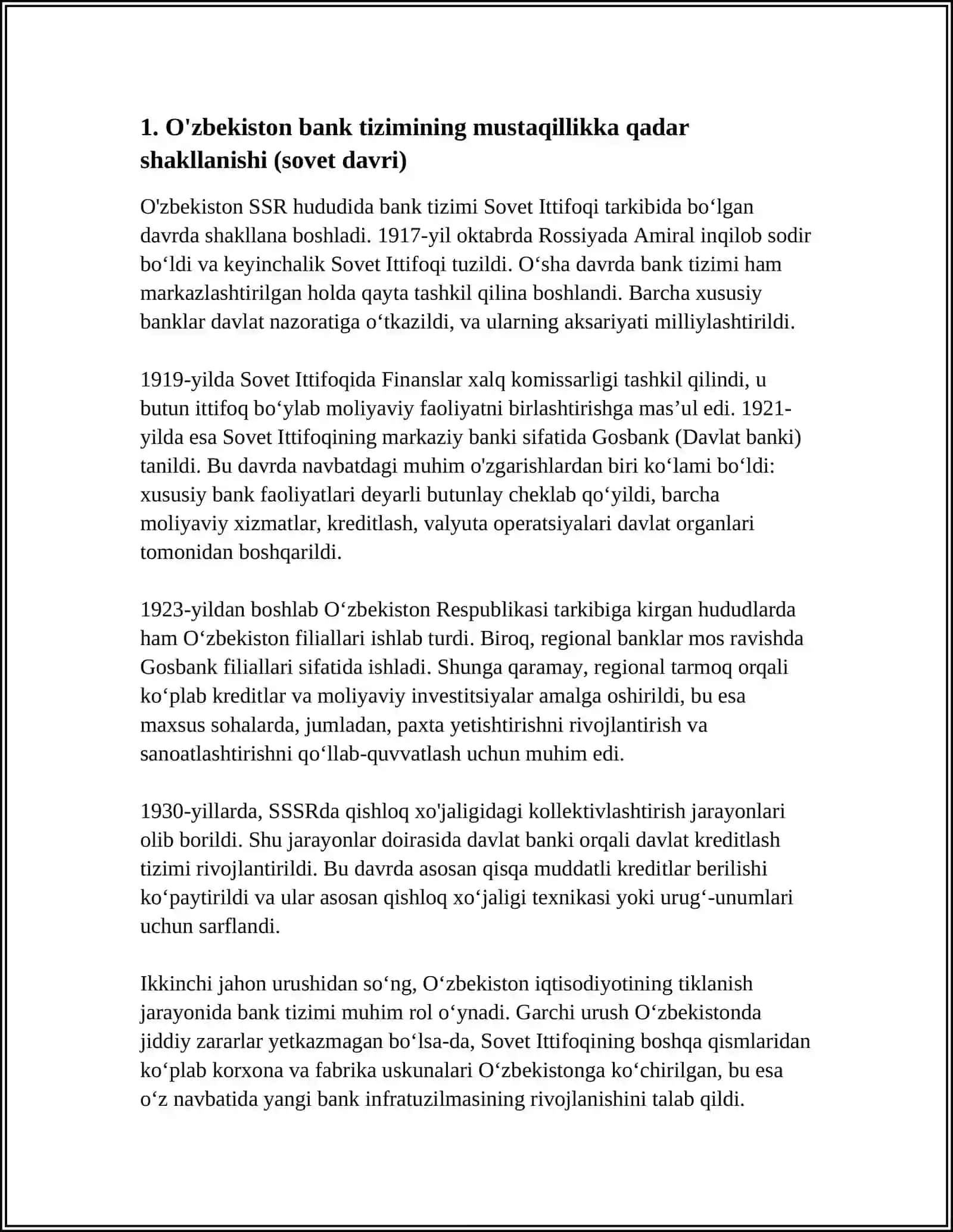 O'ZBEKISTON RESPUBLIKASI BANK TIZIMINING RIVOJLANISH BOSQICHLARI 3