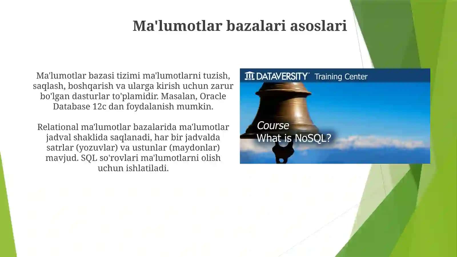 Ma'lumotlarbazasinivakattahajmdagimaʼlumotlarbilanishlashtexnologiyalari 3