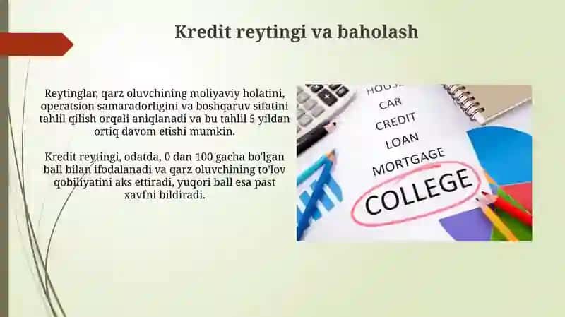 Kreditlarni tashkil etish asoslari 3