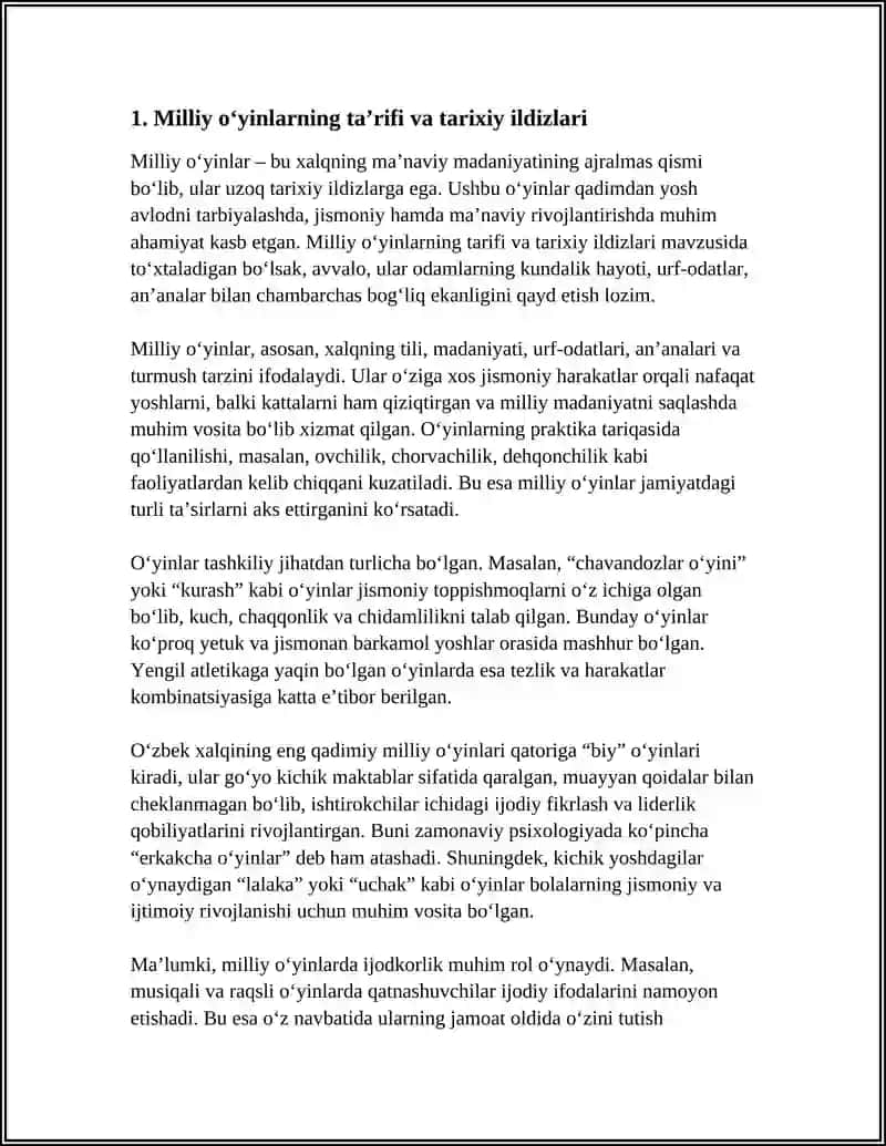 MILLIY  VA  HARAKATLI  O‘YINLARNING  AHAMIYATI,  MAZMUNI  VA KLASSIFIKASIYASI 3