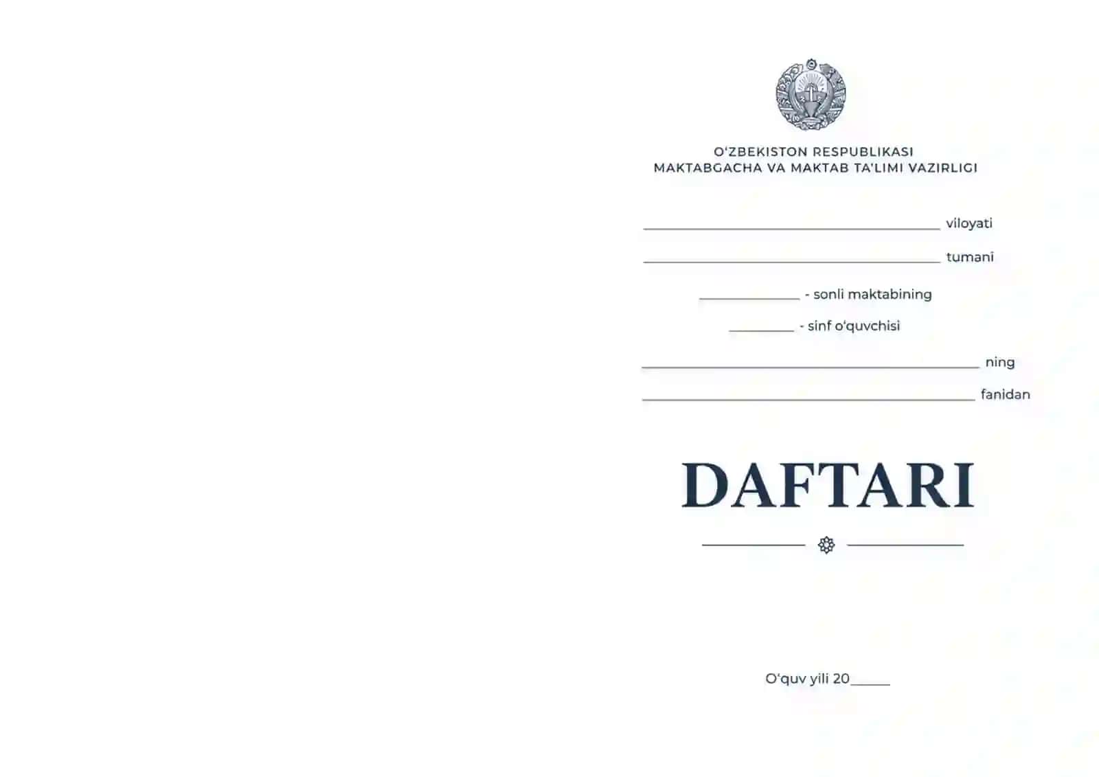 Daftar ustiga muqova maktab uchun 8tasi 1tada 3