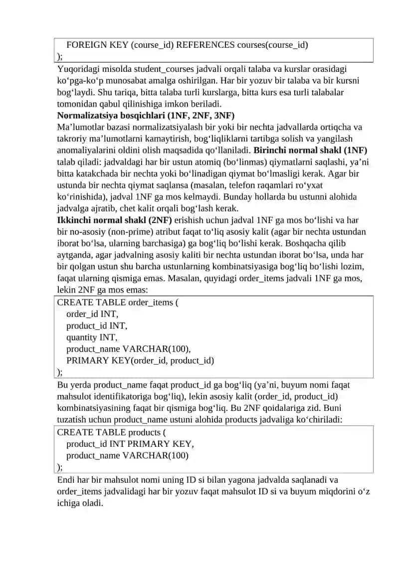 Relyatsion ma'lumotlar bazasi 3