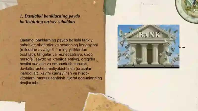 Dastlabki banklarning paydo bo'lishi va ularning operatsiyalari 3