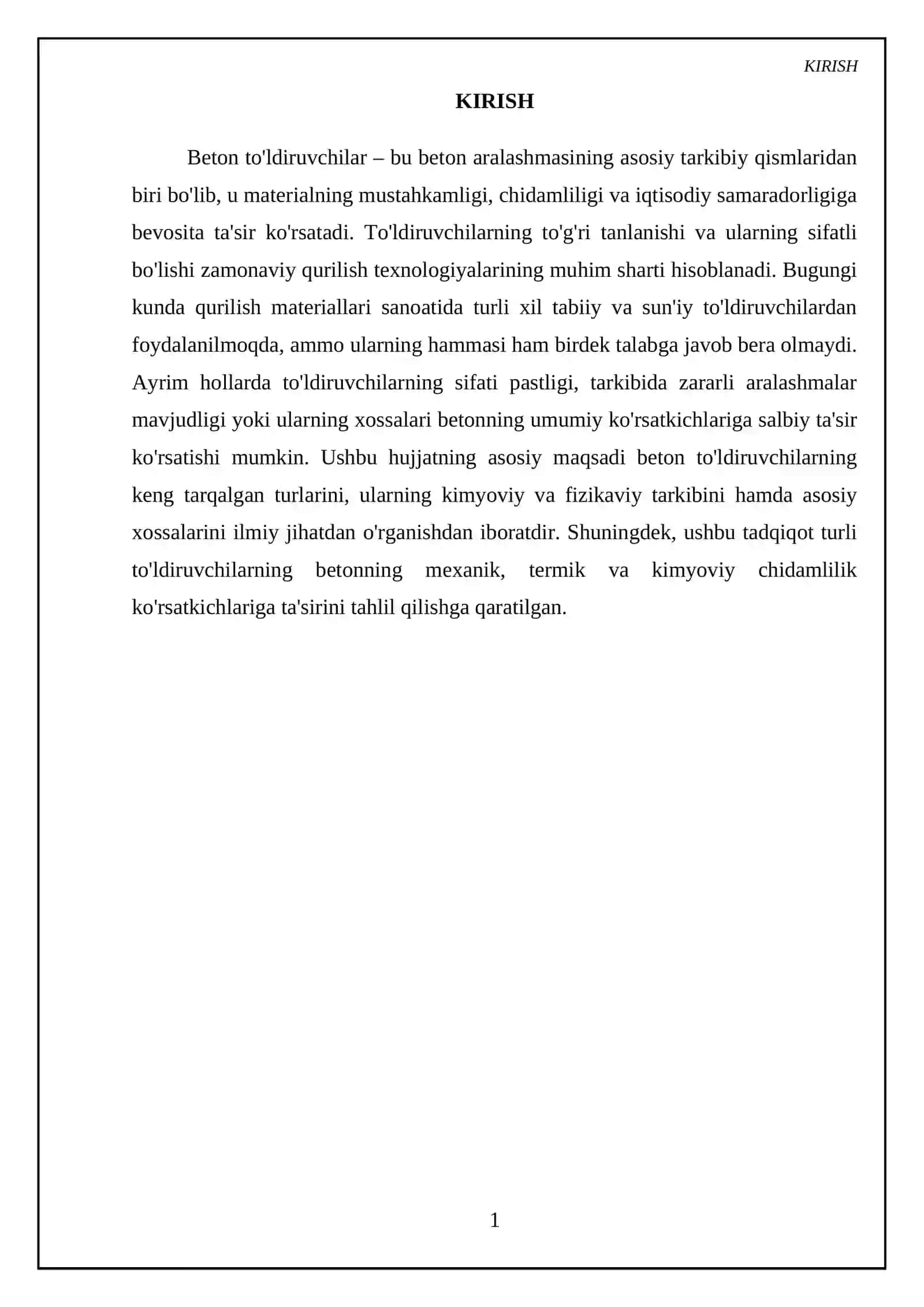 Beton Toʻldiruvchilarning turi, tarkibi va xossalari 3