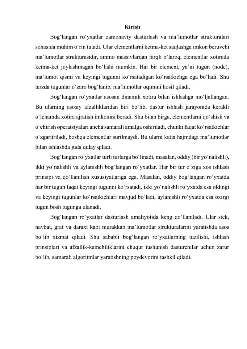 Bogʻlangan roʻyxatlar haqida tushunchalar 3