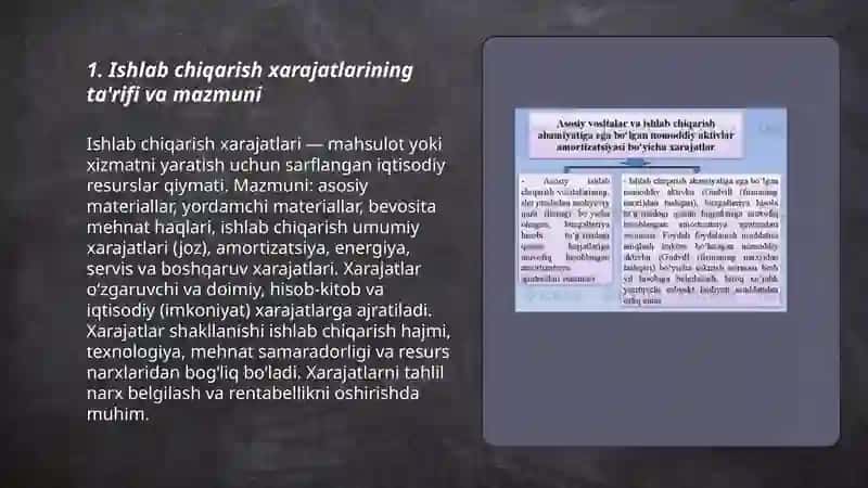 Ishlab chiqarish xarajatlarining mazmuni va turlari 3