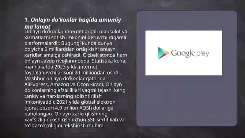 Onlayn do'konlar Play Market va Apple Store 3