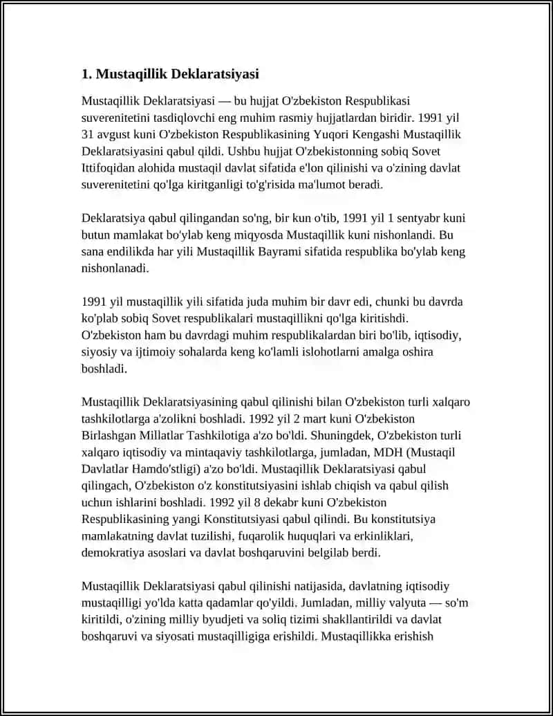 MUSTAQIL OʻZBEKISTON RESPUBLIKASINING TASHKIL TOPISHI 3