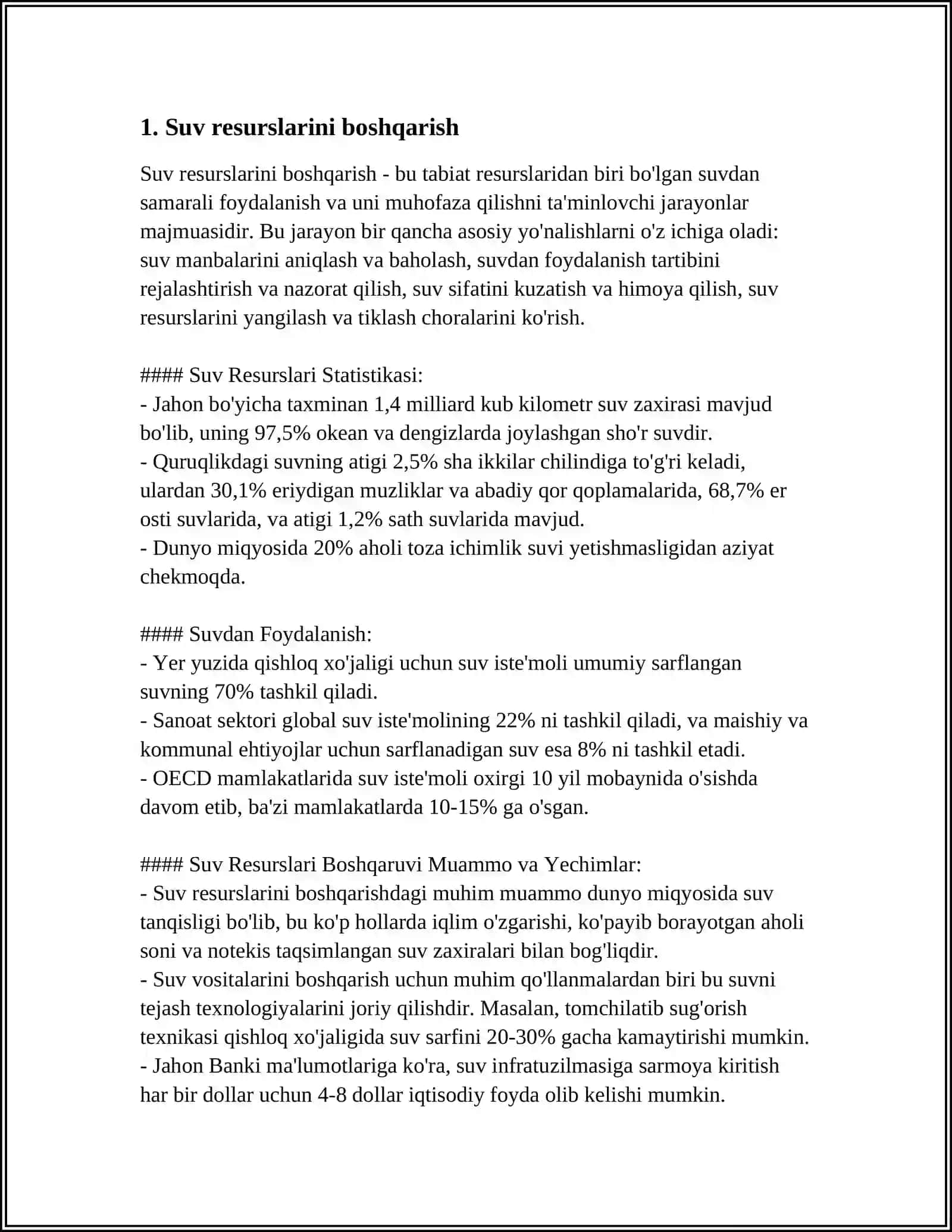 SUVDAN FOYDALANISHNING MURAKKABLIGI 3