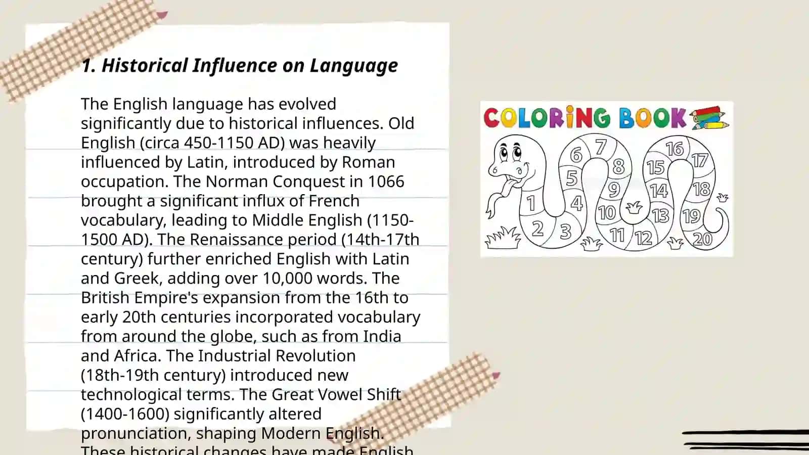 The rendering of the words of national colouring 3