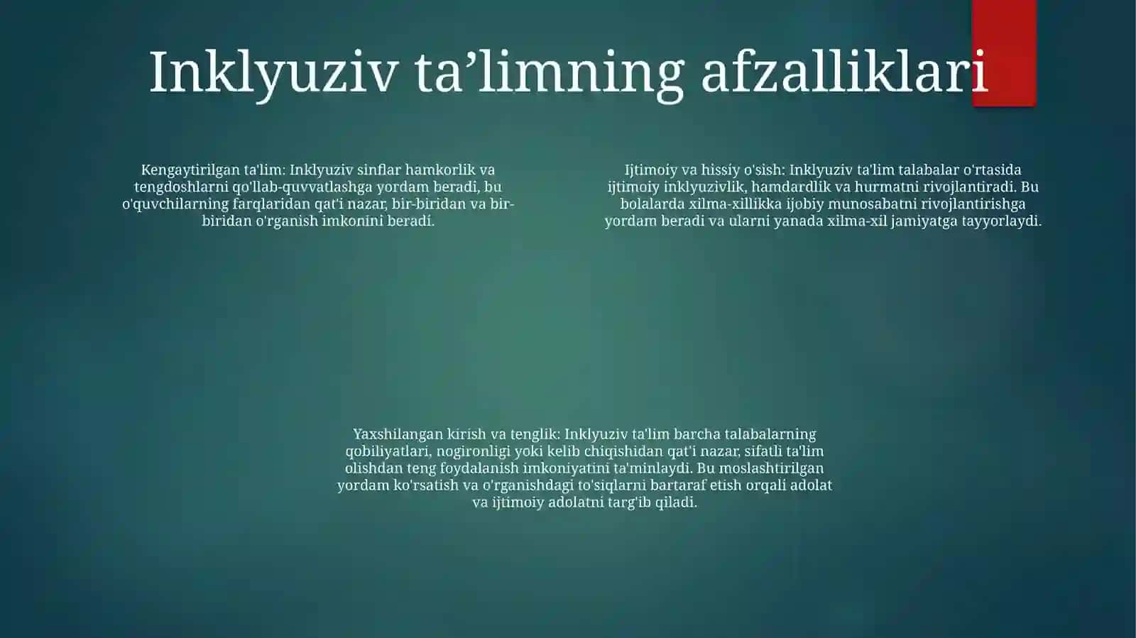 Inklyuziv Talim Modellsei 3
