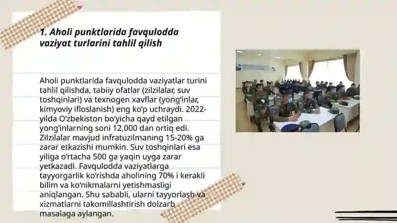 Aholi hududlarini favqulotda vaziyatlardan muhofaza qilish va fuqaro muhofazasi tadbirlarini rejalashtirish 3