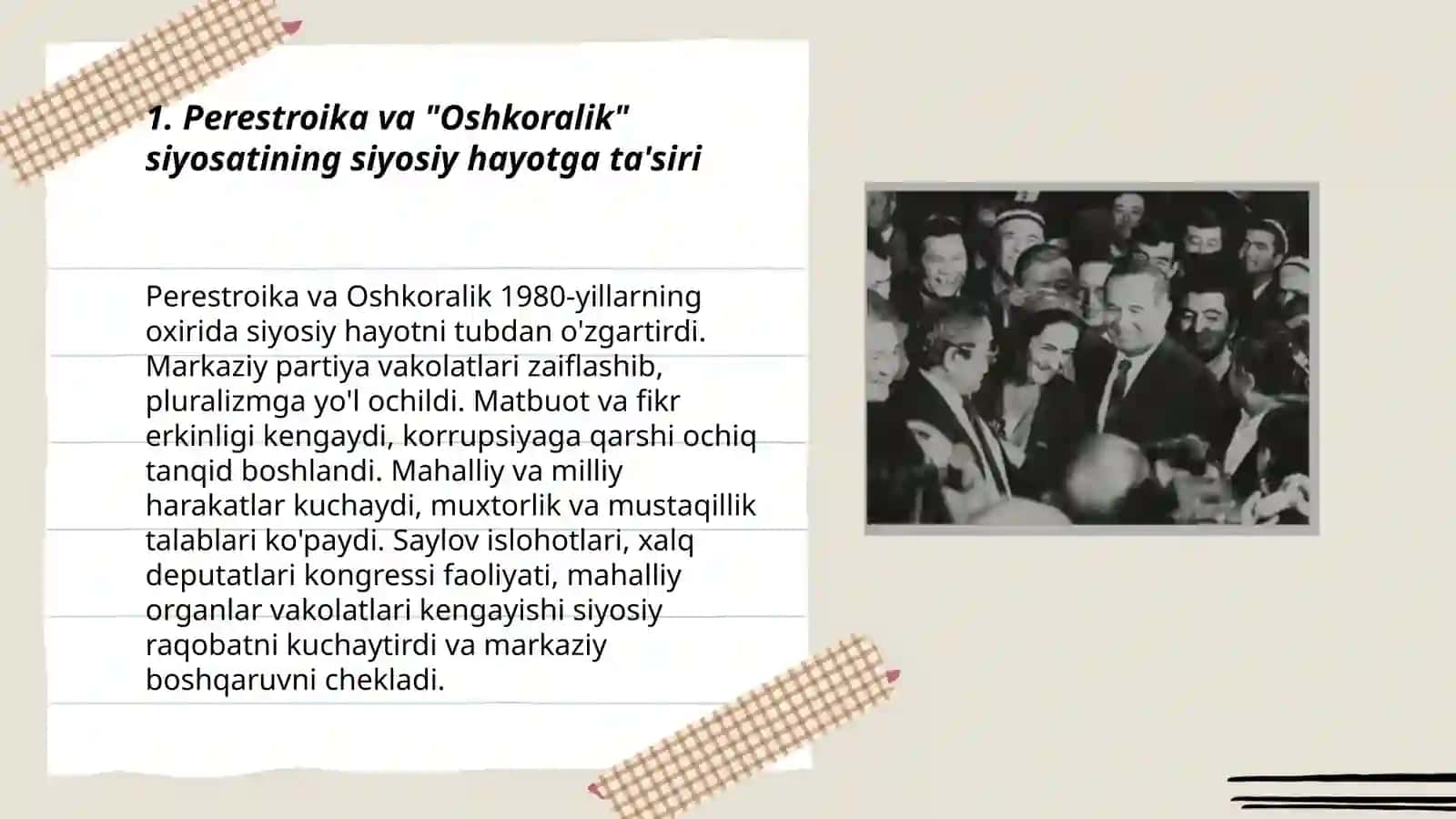 XX asrning 80-yillarining oxiridagi siyosiy hayotdagi o'zgarishlar 3