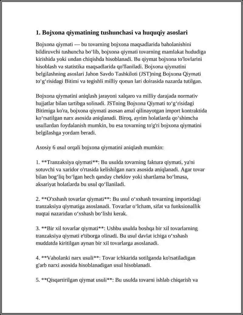 BOJXONA QIYMATI VA ULARNI ANIQLASH USULLARI 3
