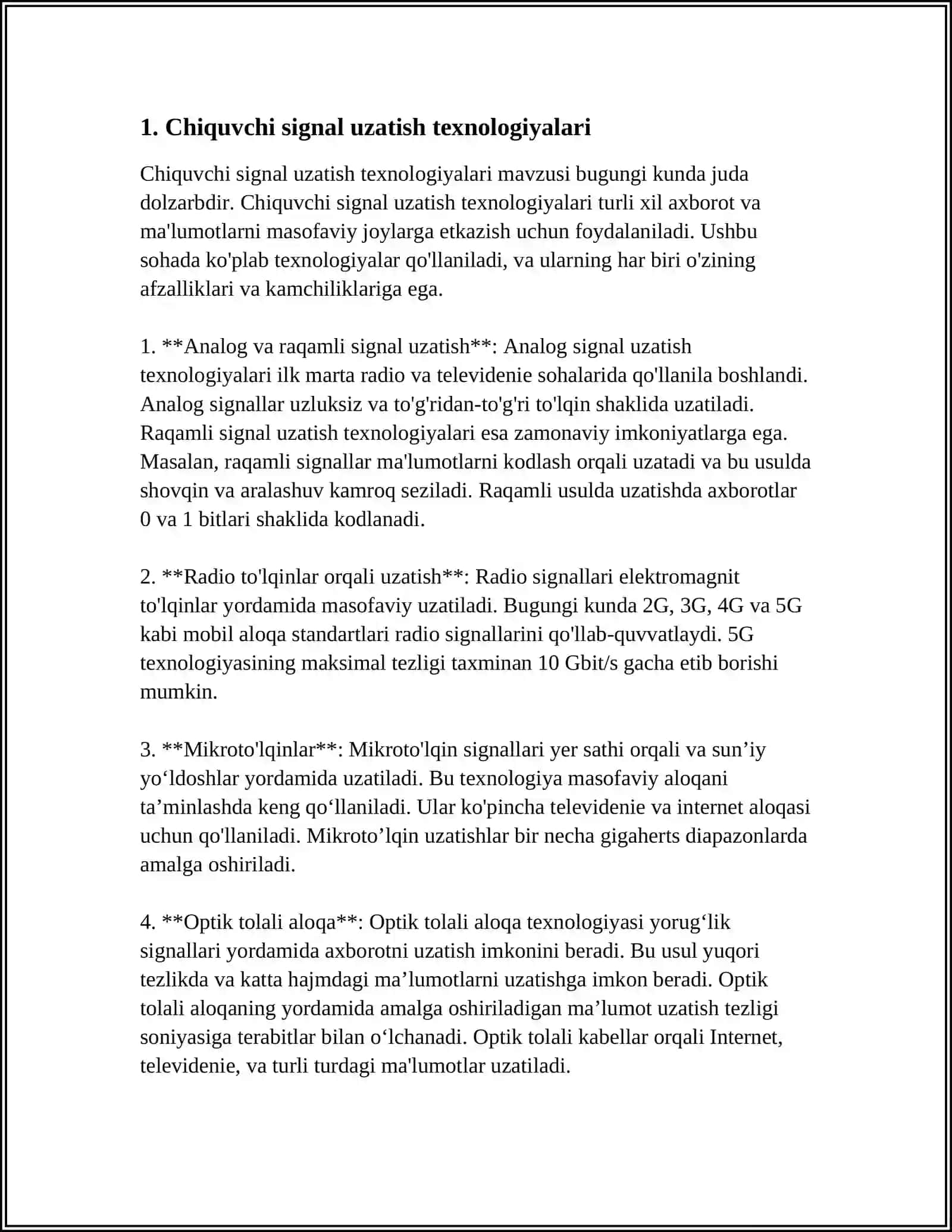 CHIQUVCHI VA KIRISH SIGNAL UZATISH VA QAYTA ISHLASH TEXNOLOGIYALARI 3