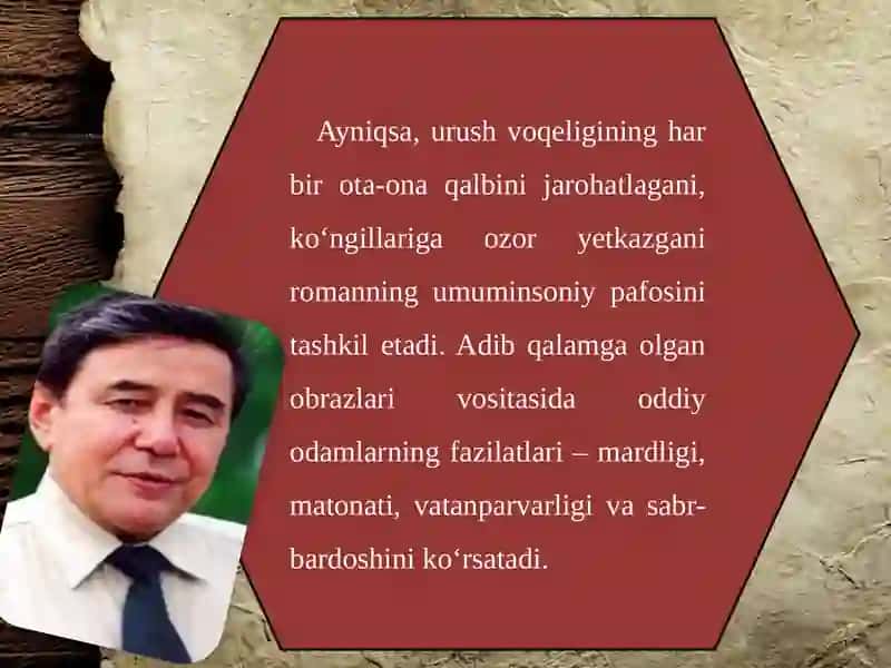 "IKKI ESHIK ORASI" ROMANIDAN OLINGAN PARCHA HAQIDA 3
