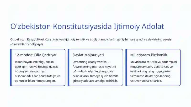 Ijtimoiy Tenglik va Adolat: O'zbekiston Yo'li 3
