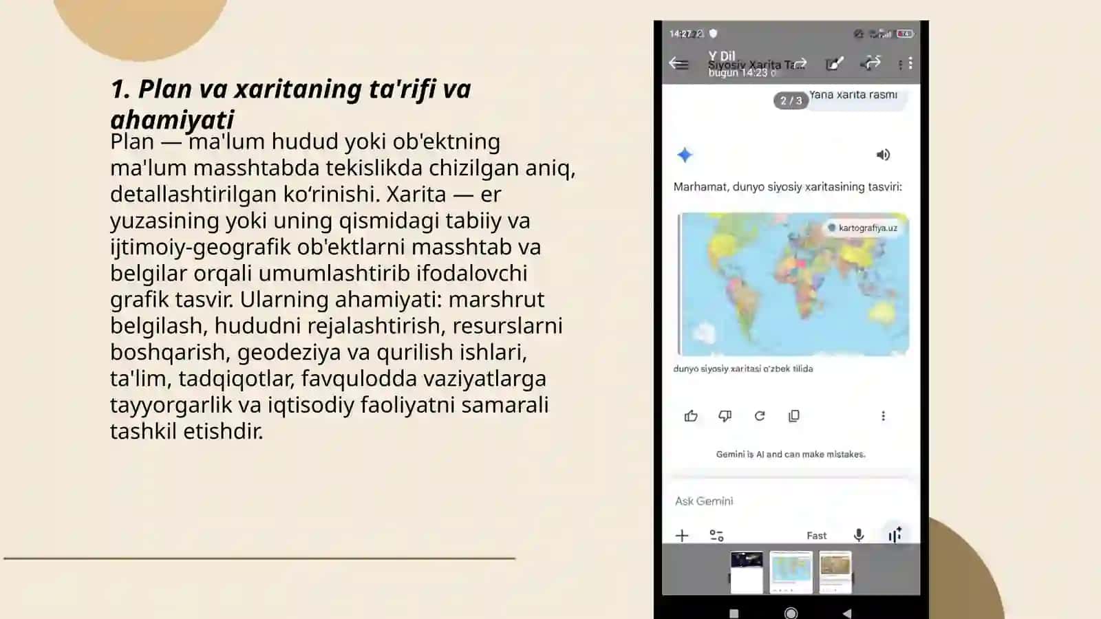 Plan va xarita bilan ishlash 3