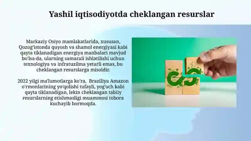 Yashil iqtisodda resurslarni cheklangani va cheklanmaganlari 3