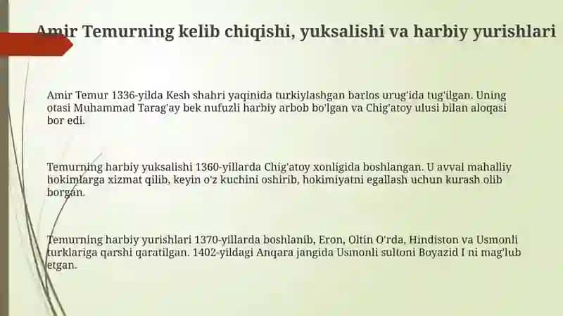 Amir Temurning Jahon Tarixidagi O'rni 3