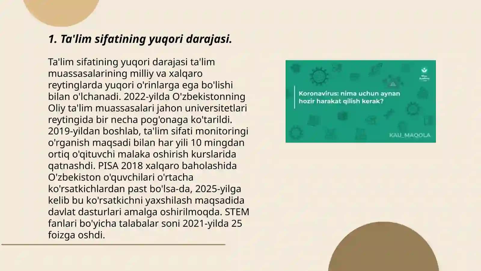 Ta'lim sifatining yuqori darajasi 3
