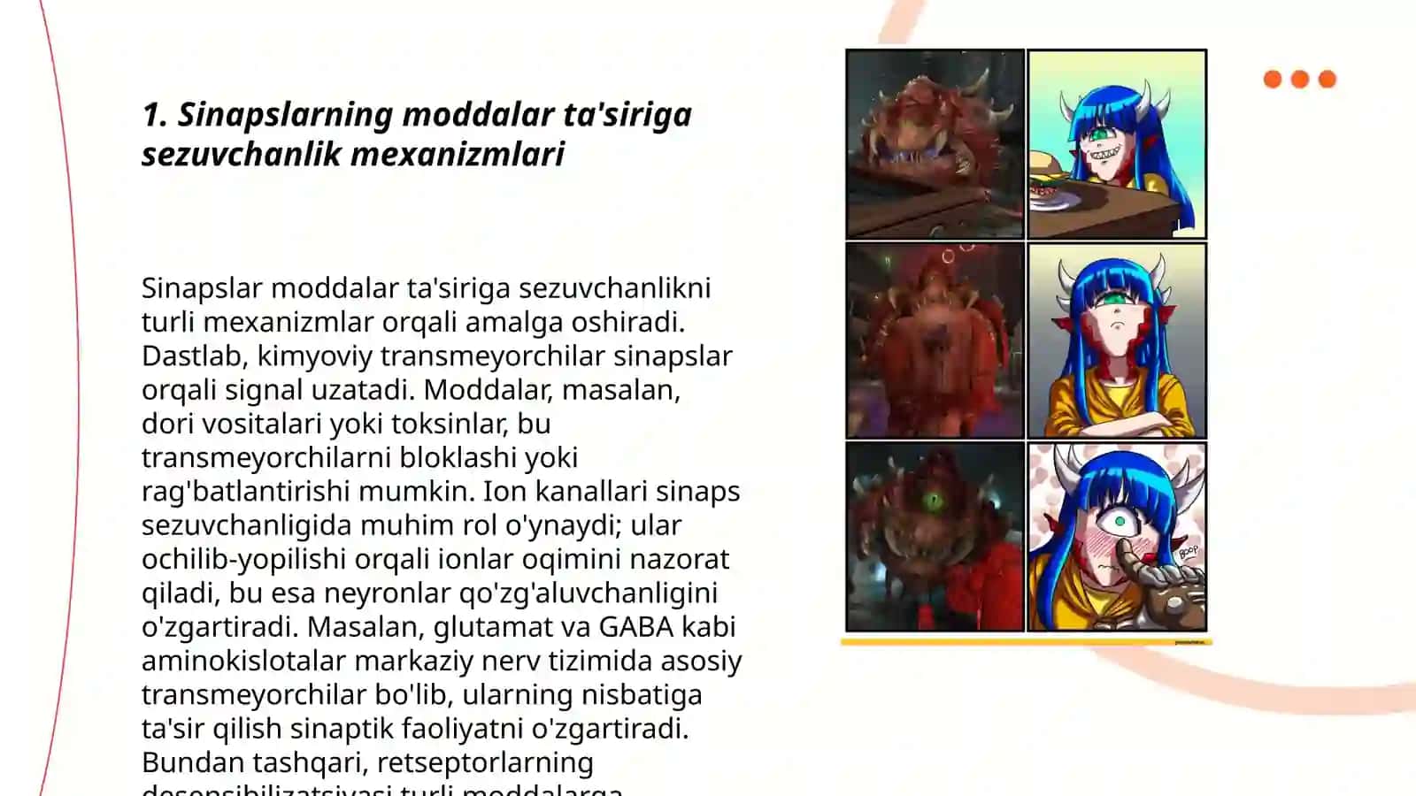 Sinapslarning turli moddalarga sezgirligi 3