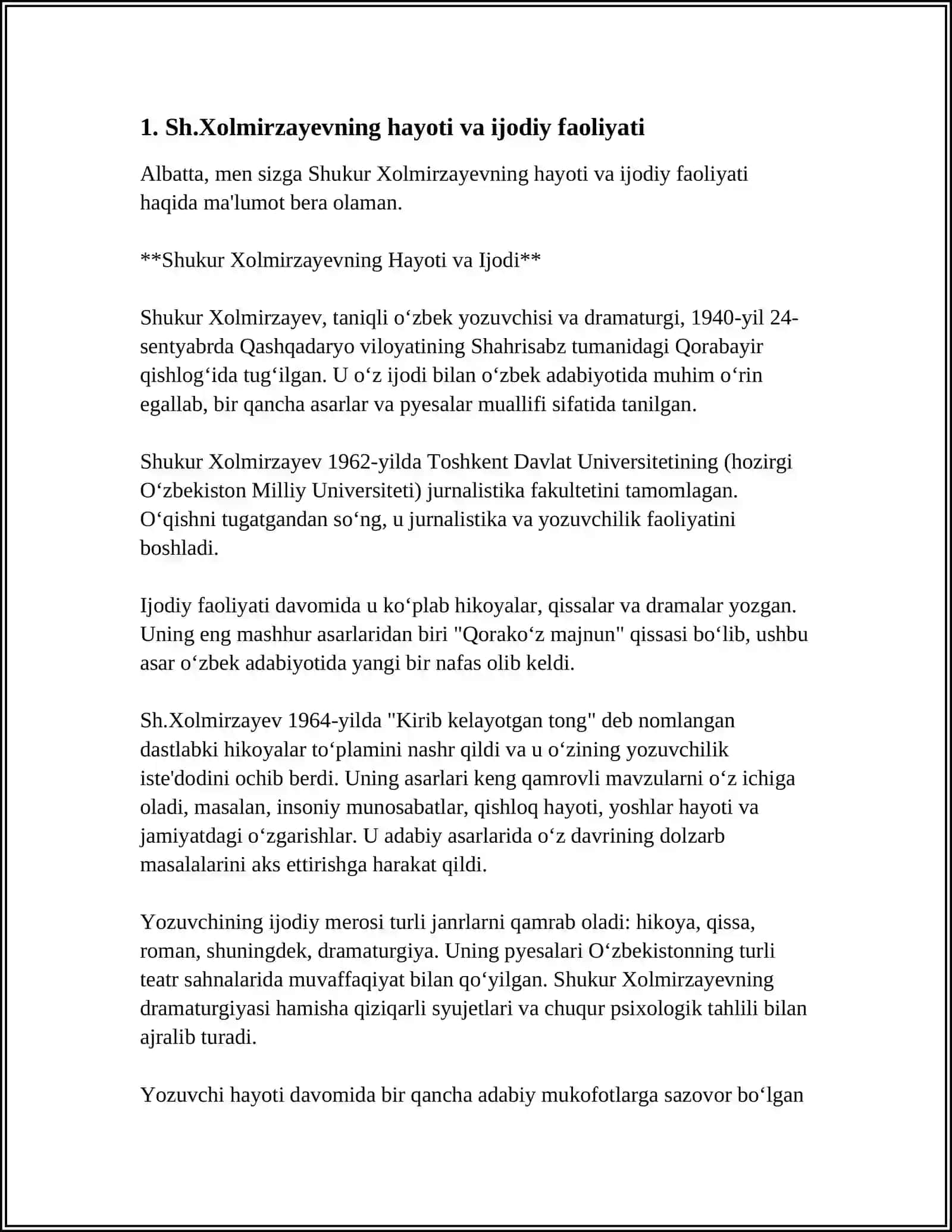 Sh.Xolmirzayev Ijodini O'rganish Metodikasi 3