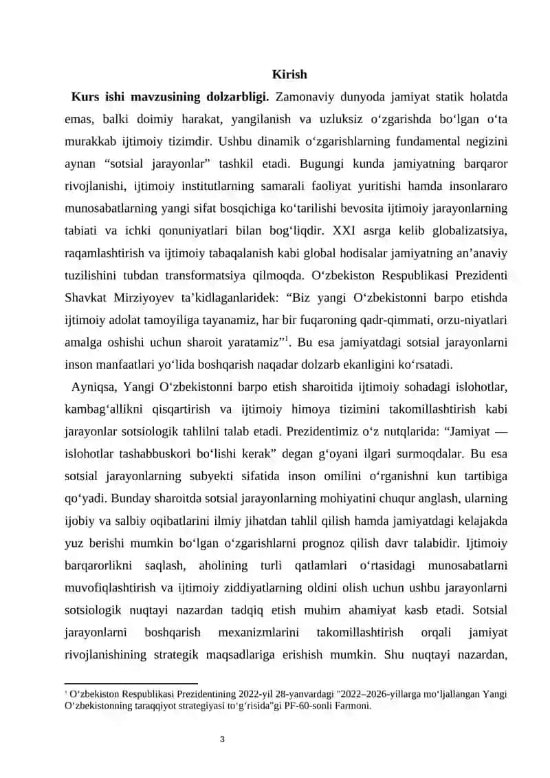 Sotsial jarayonlar kurs ishi 3