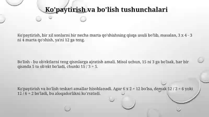 Koʻpaytirish va boʻlishga oid mantiqiy topshiriqlar 3