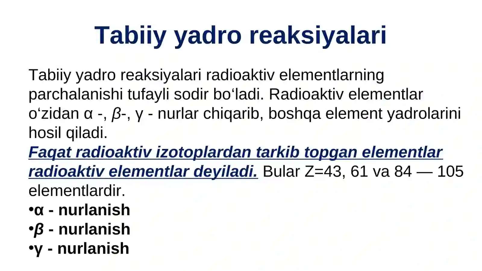 Yadro reaksiyalari ochiq dars 3