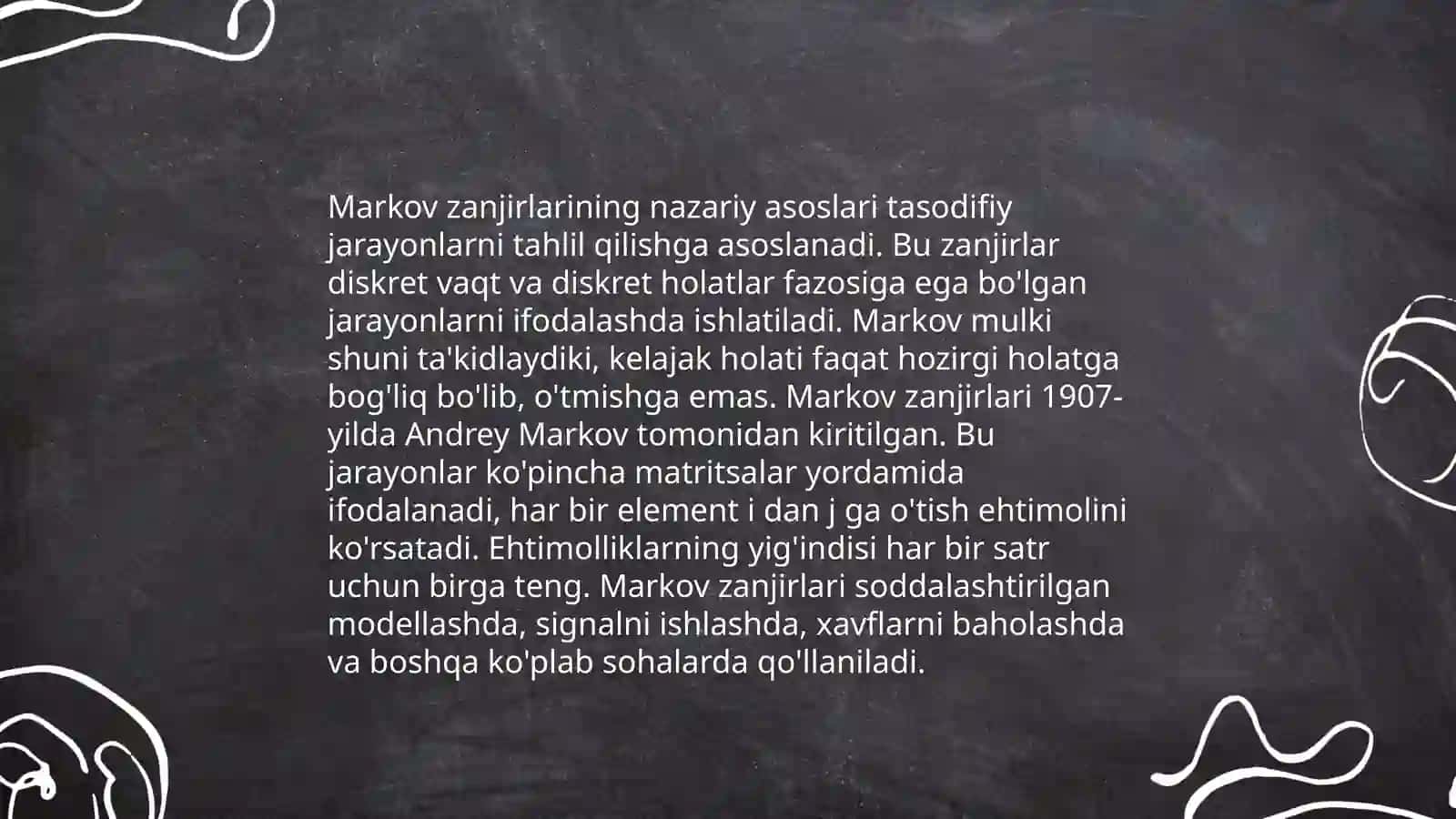 Markov zanjirlarining nazariy asoslari 3