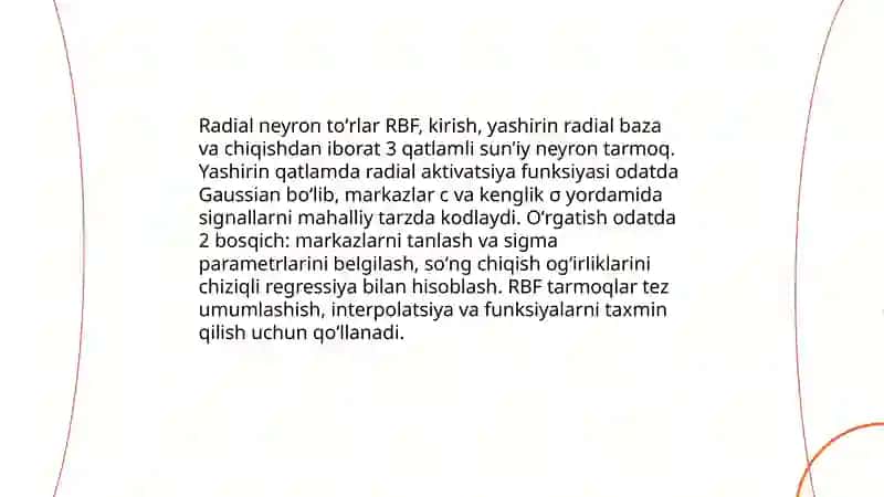Radial neyron toʻrlar 3