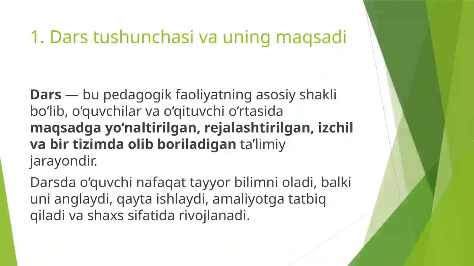 Dars ta’limini tashkil etishning asosiy shakli sifatida 3