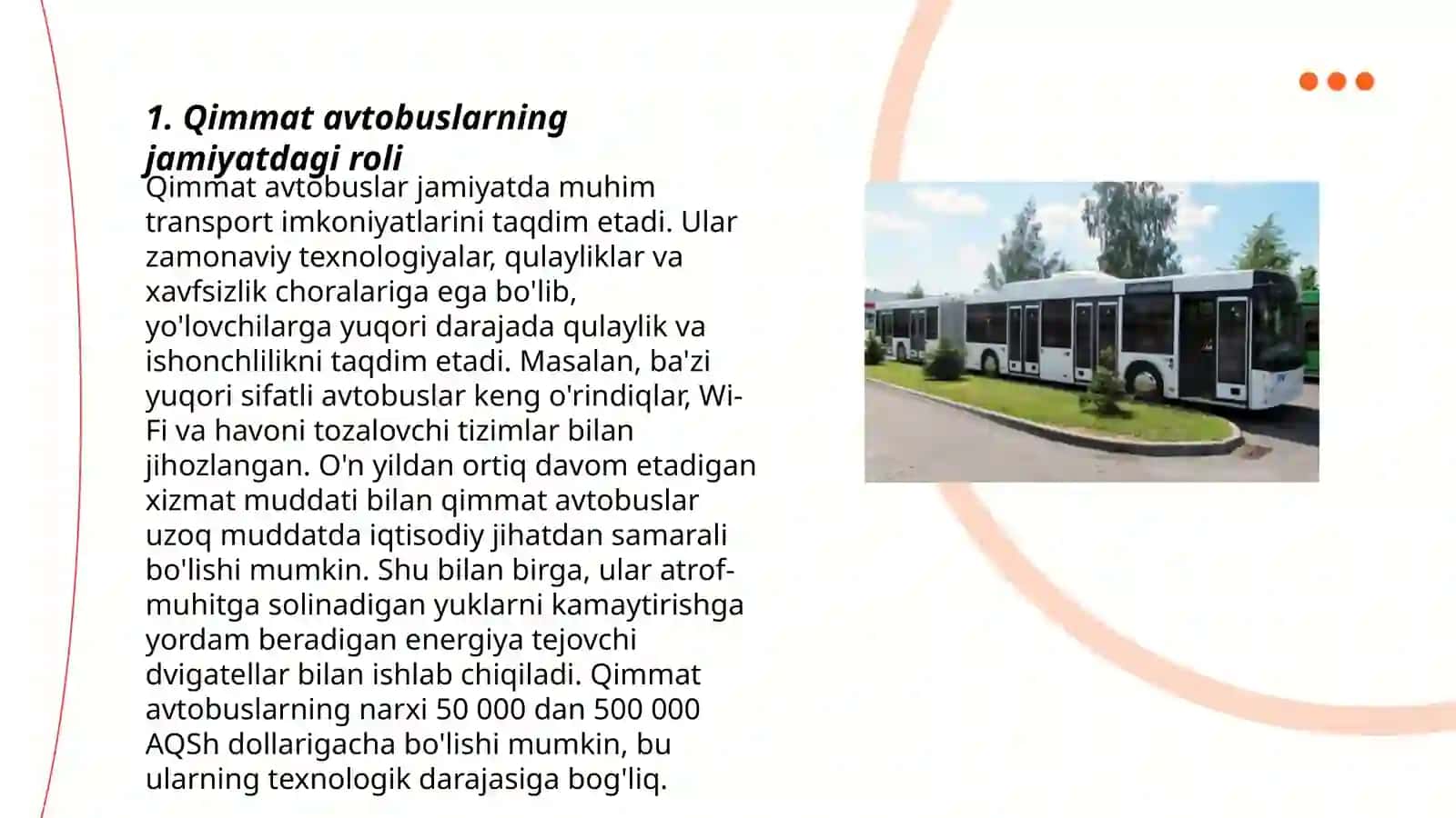 Eng qimmat avtobus mavzusida taqdimot ishi 3