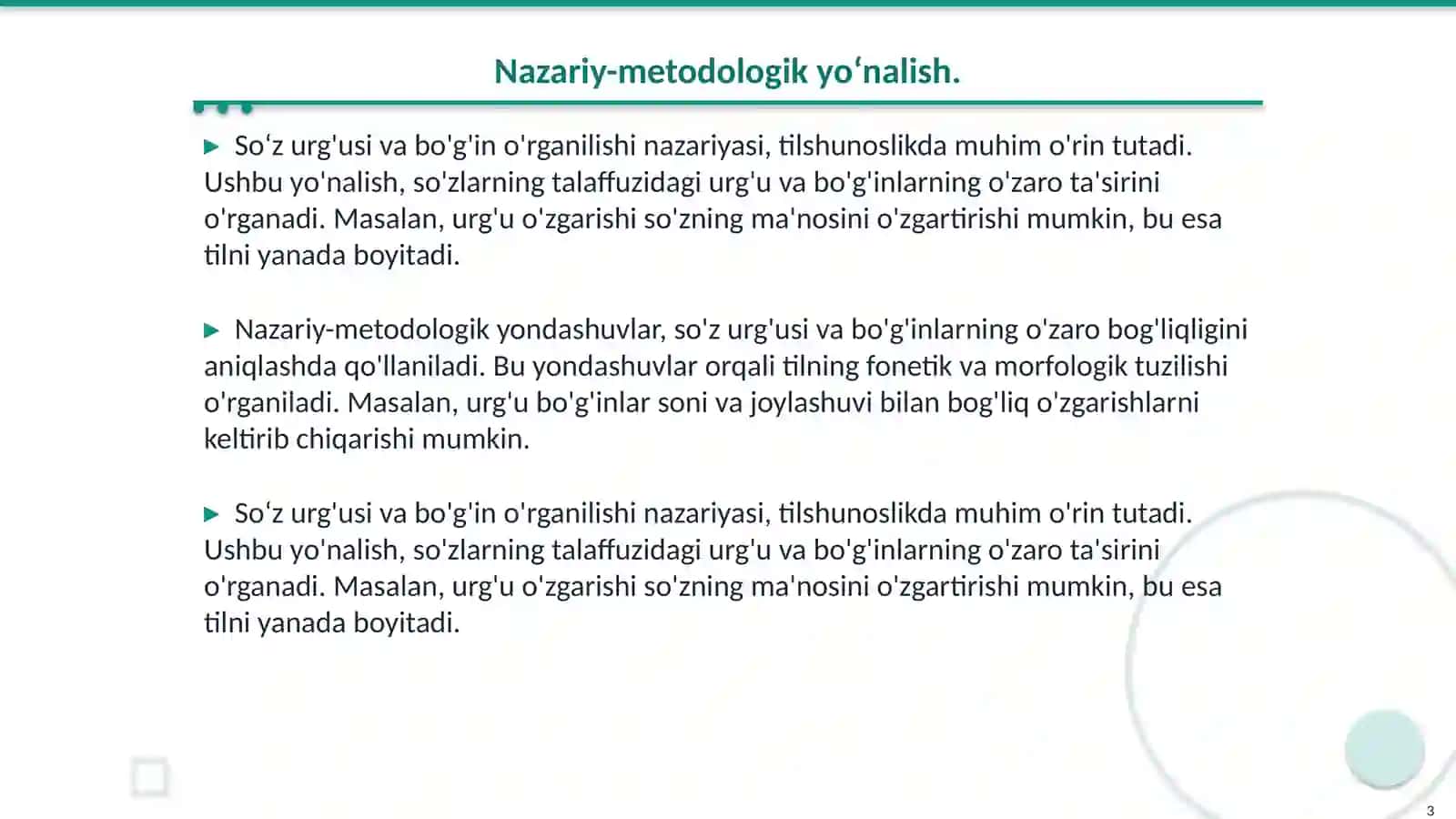 Soʻz urg'usi va bo'g'inning o'rganilishi 3