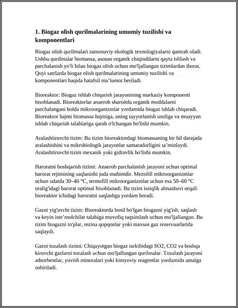 BIOGAZ OLISH QURILMALARI 3