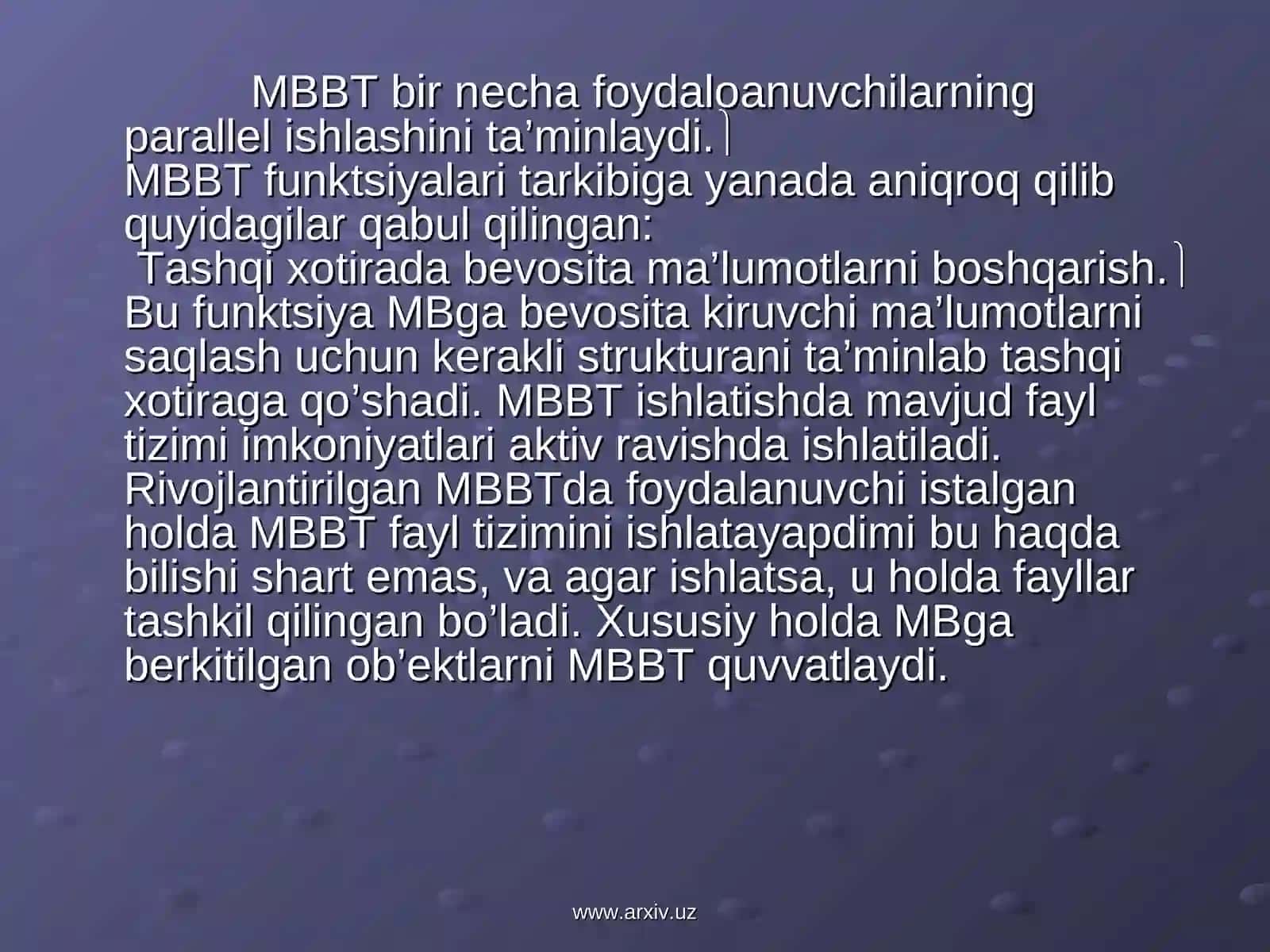 MBBT asosiy xususiyatlari 3