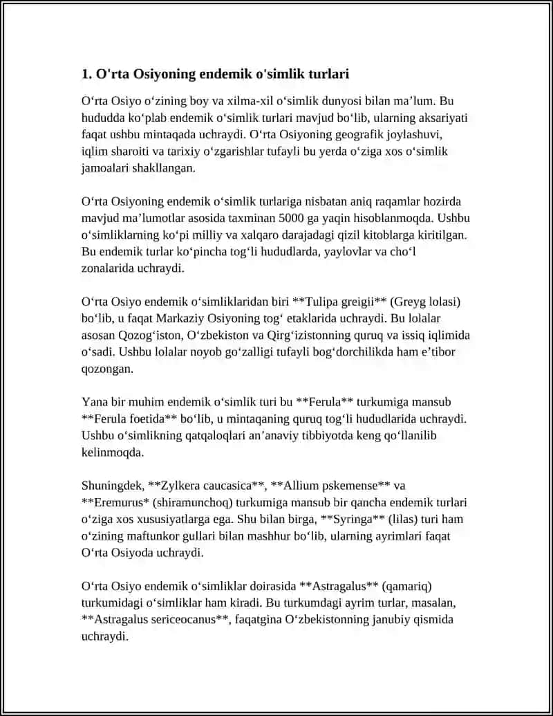O'RTA OSIYO ENDEMIK ORGANIZMLARI 3