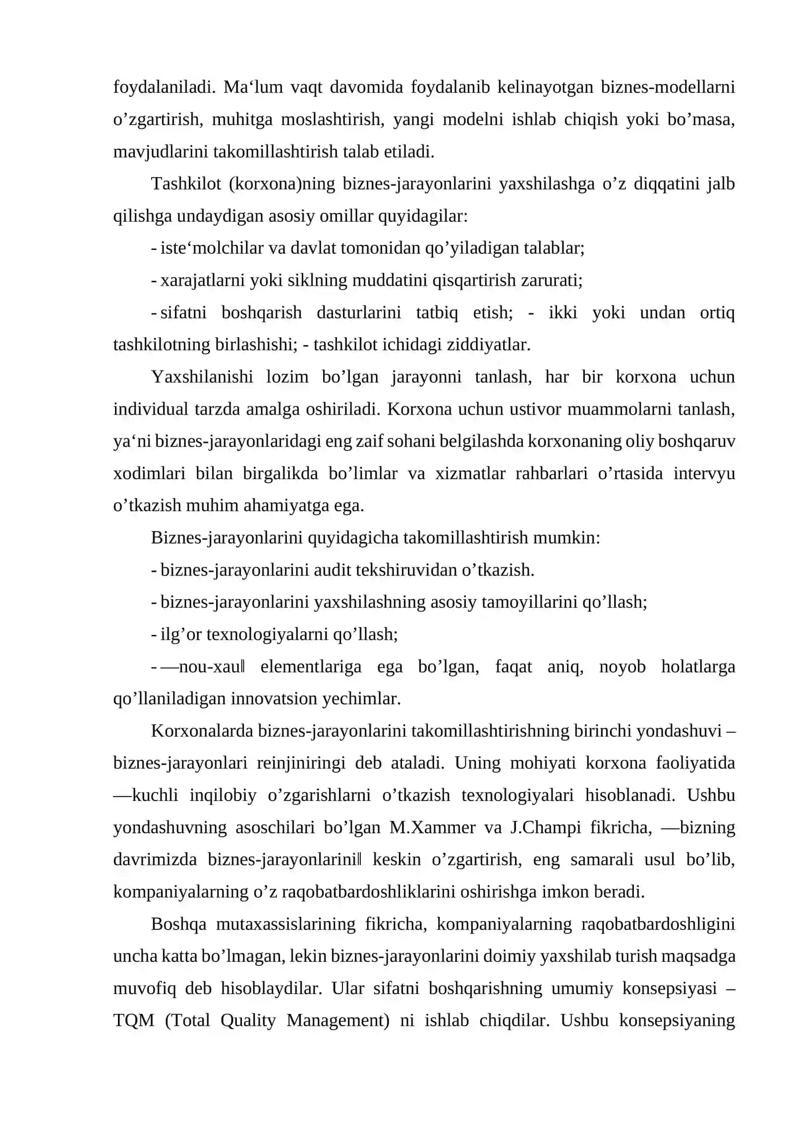 BIZNES JARAYONLARINING TASNIFI 3