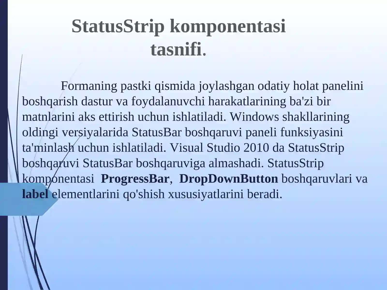 StatusStrip komponentasi tasnifi 3