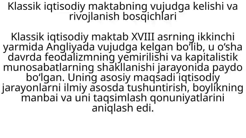 KLASSIK IQTISODIY MAKTABLARNING YAKUNLANISHI 3