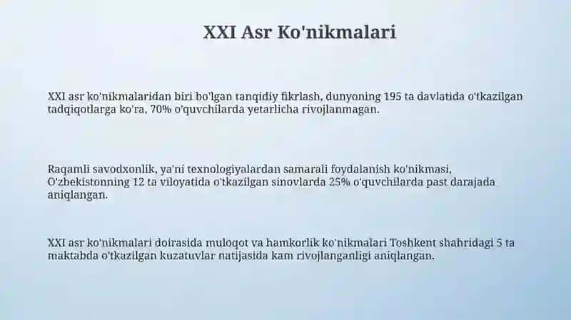 XXI Asr Ko'nikmalari 3